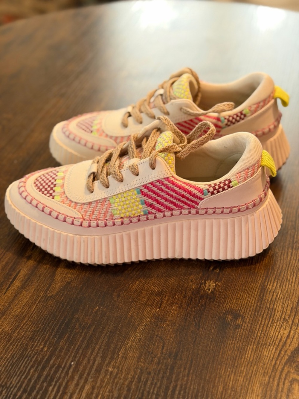 Dolce Vita Pink Multicolor Woven Platform Sneakers - Lightweight Casual Shoes